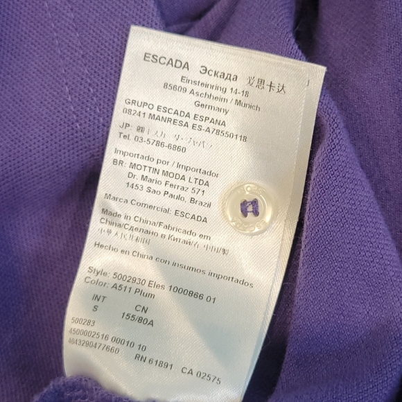 Escada Sport Purple Pique Cotton Polo Short Small - Picture 10 of 13